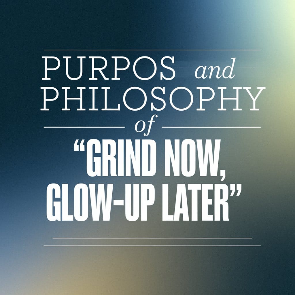 Purpose and Philosophy of “Grind Now, Glow-Up Later”