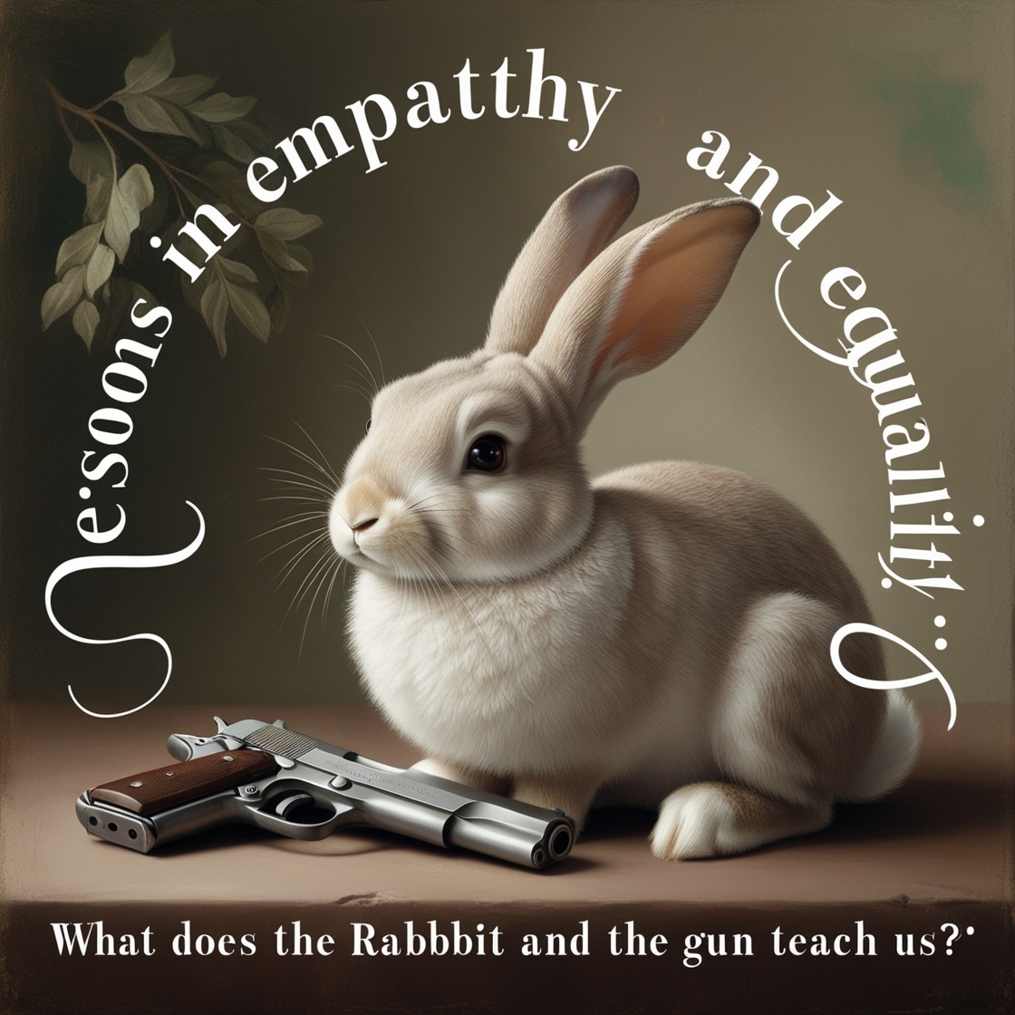 I want you to generate a featured text image for an article having the title: Lessons in Empathy and Equality: What Does the Rabbit and the Gun Teach Us?