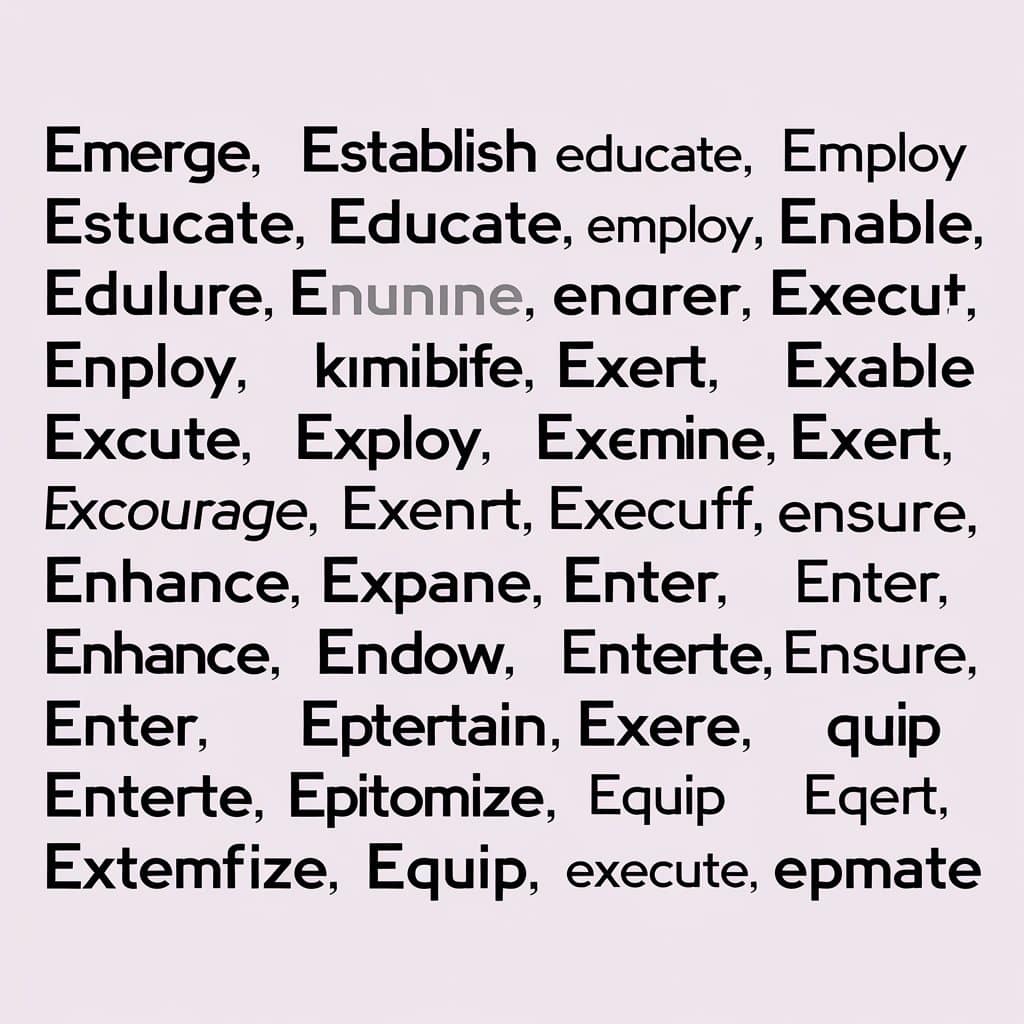 Verbs start with E